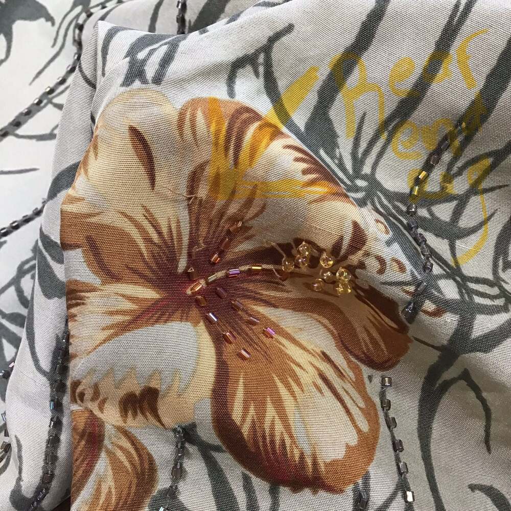 Adrianna Papell Silk Beaded Tropical Floral Pants Size 14 Summer Chic - Picture 15 of 15